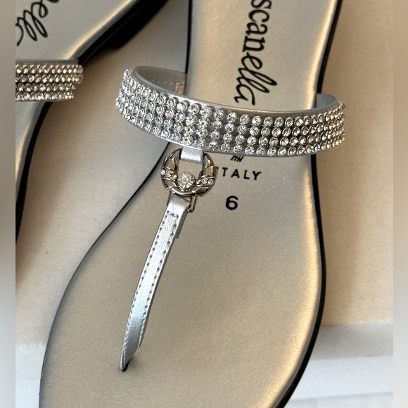 TOSCANELLA Made in Italy Thong Palms Sandal Silver rhinestones New in box!!! - Picture 7 of 9